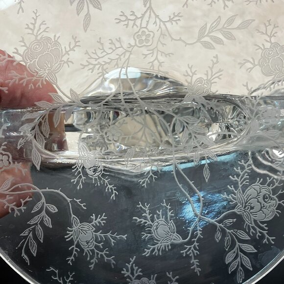 Vintage Fostoria Baroque CHINTZ Triple Tapered Candle Stand 6" Tall #2496 1930's - Picture 12 of 13